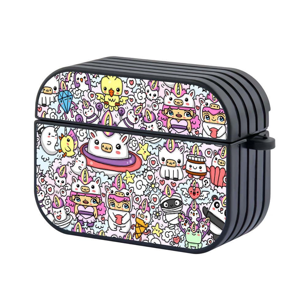 Doodle Kawaii Unicorn World Apple AirPods Pro 3 Case-AirPods Pro 3 Case-Altracase