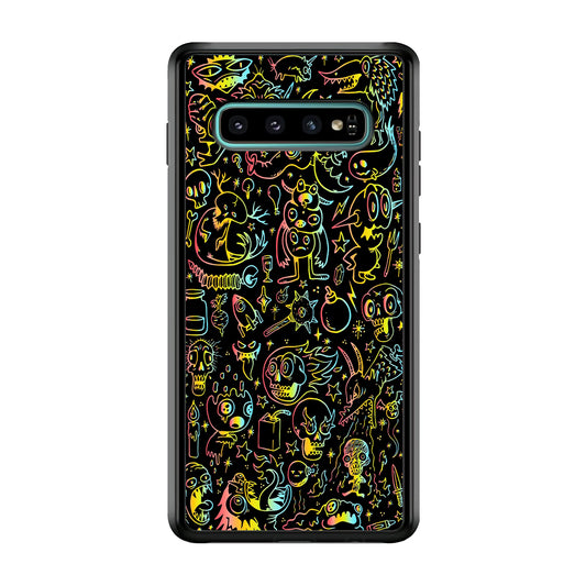 Doodle Monsters Black Samsung Galaxy S10 Case