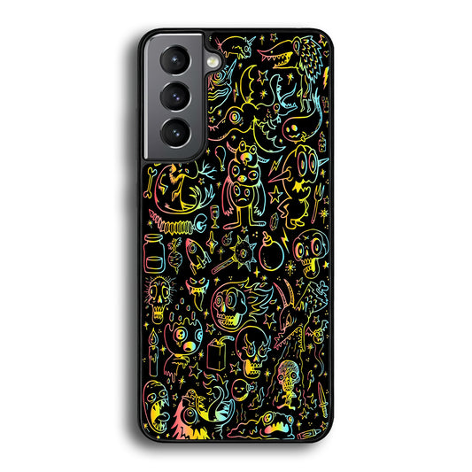 Doodle Monsters Black Samsung Galaxy S21 Plus Case