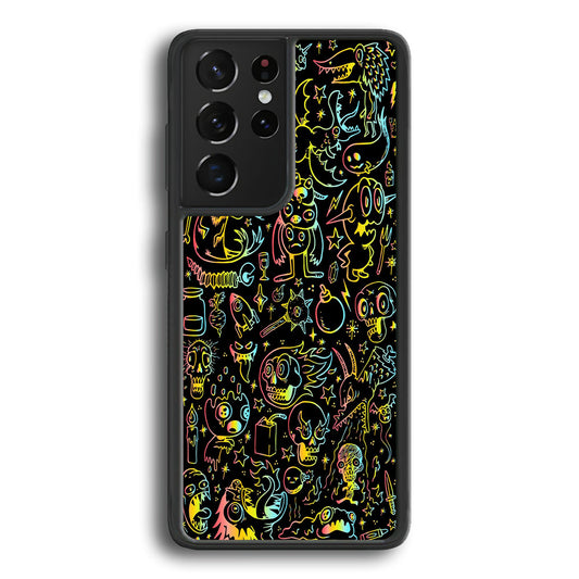 Doodle Monsters Black Samsung Galaxy S22 Ultra Case