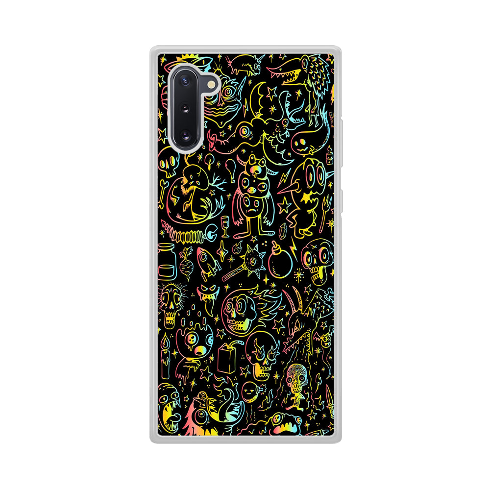 Doodle Monsters Black Samsung Galaxy Note 10 Case