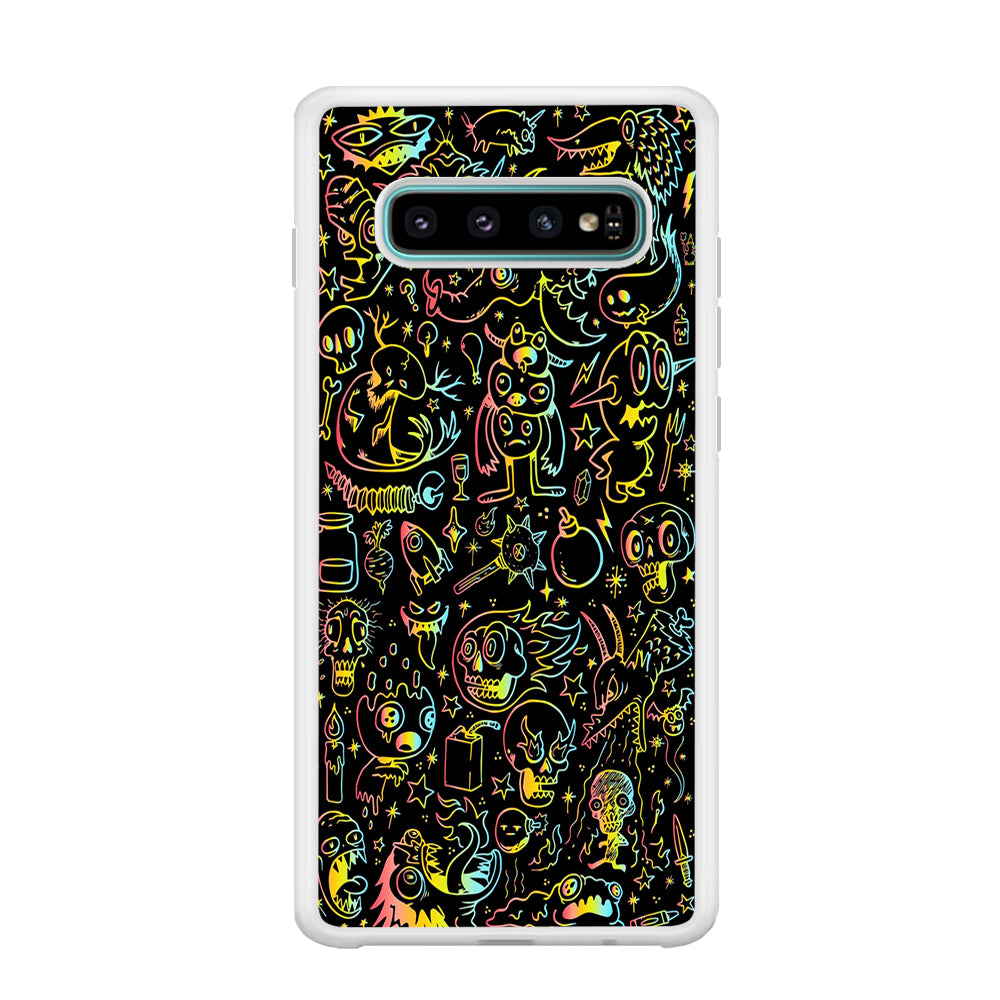 Doodle Monsters Black Samsung Galaxy S10 Case