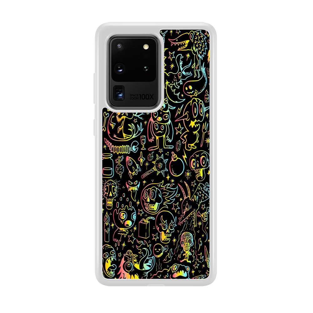 Doodle Monsters Black Samsung Galaxy S20 Ultra Case