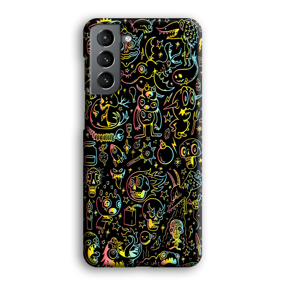 Doodle Monsters Black Samsung Galaxy S21 Plus Case