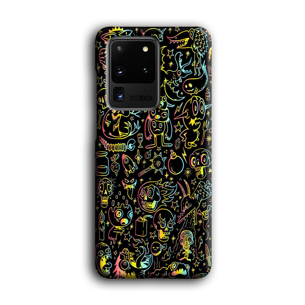 Doodle Monsters Black Samsung Galaxy S20 Ultra Case