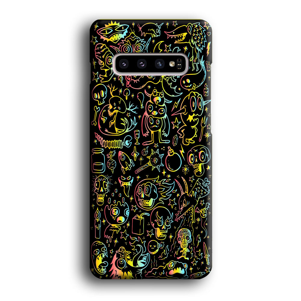 Doodle Monsters Black Samsung Galaxy S10 Case