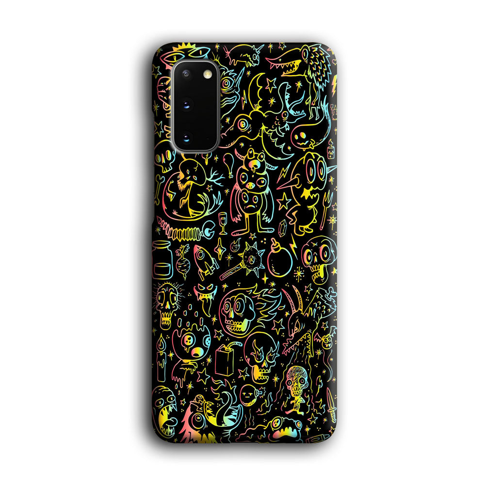 Doodle Monsters Black Samsung Galaxy S20 Case