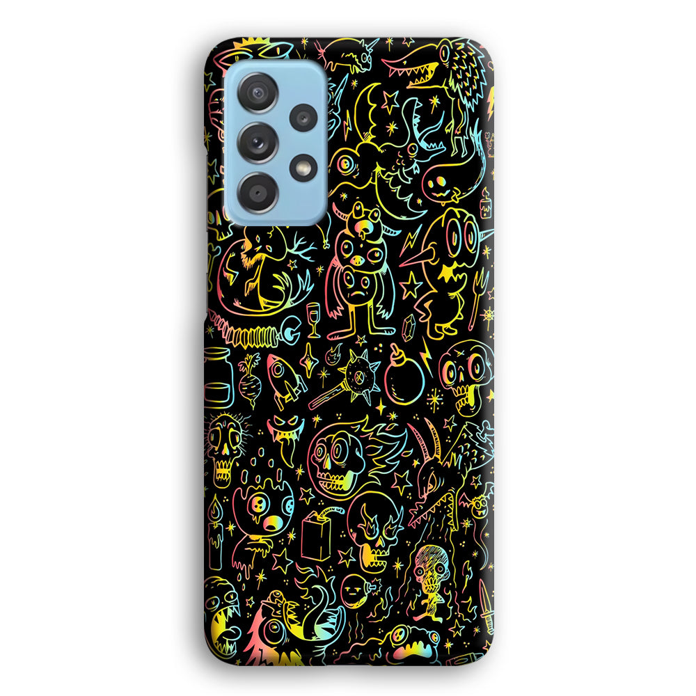 Doodle Monsters Black Samsung Galaxy A72 Case