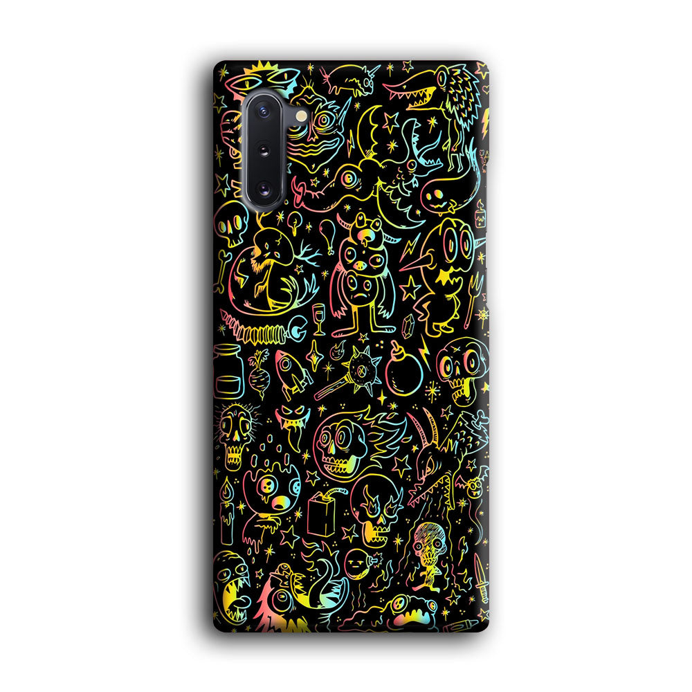 Doodle Monsters Black Samsung Galaxy Note 10 Case