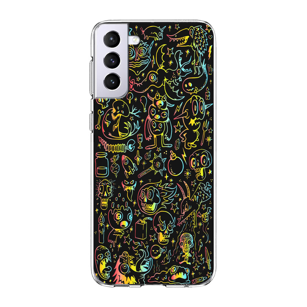 Doodle Monsters Black Samsung Galaxy S21 Plus Case