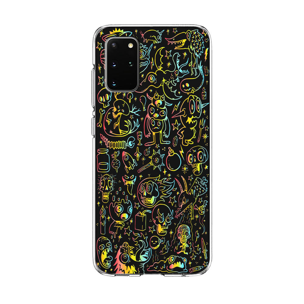 Doodle Monsters Black Samsung Galaxy S20 Plus Case