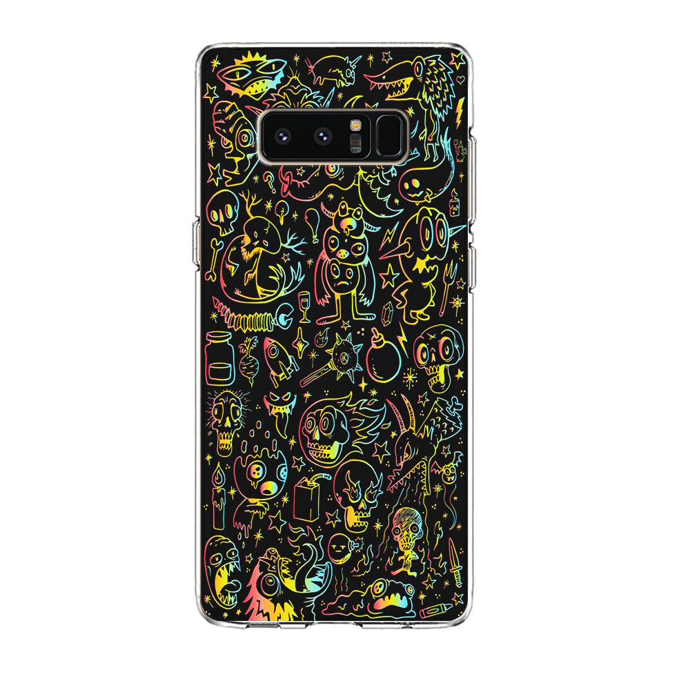 Doodle Monsters Black Samsung Galaxy Note 8 Case