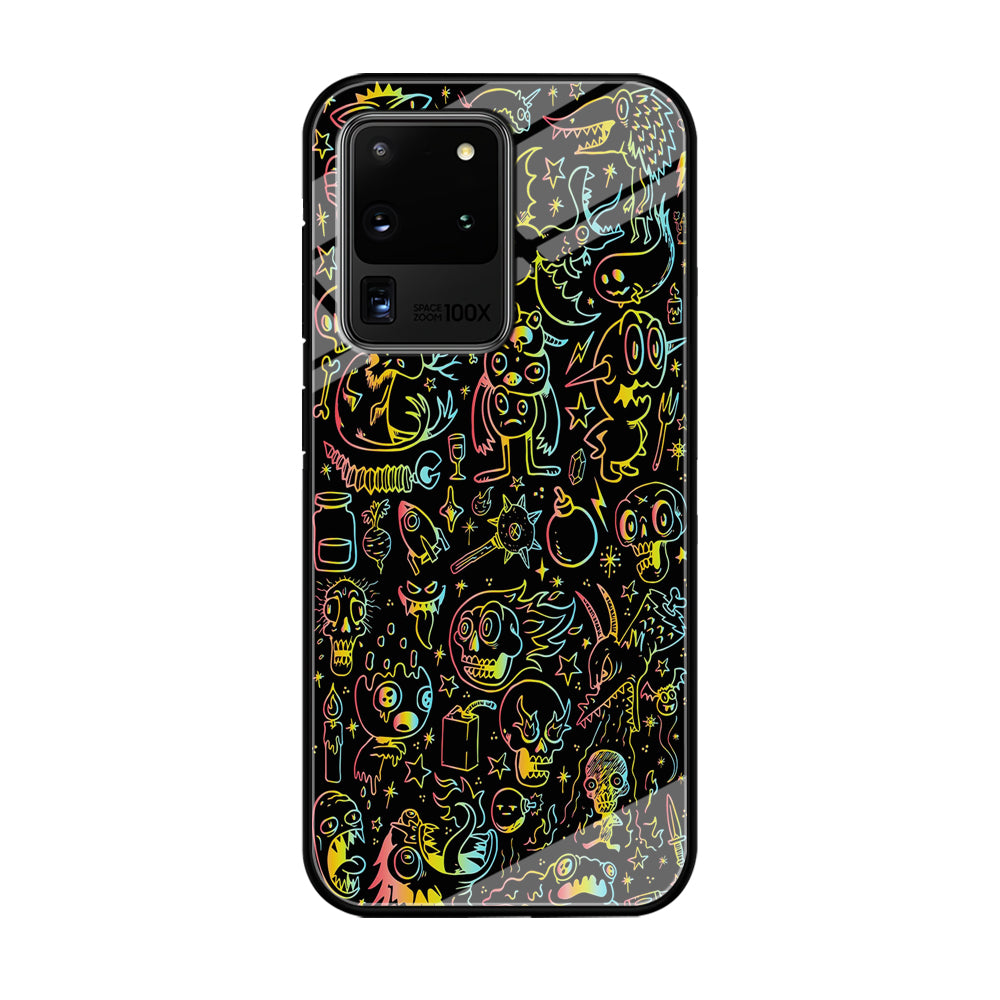 Doodle Monsters Black Samsung Galaxy S20 Ultra Case