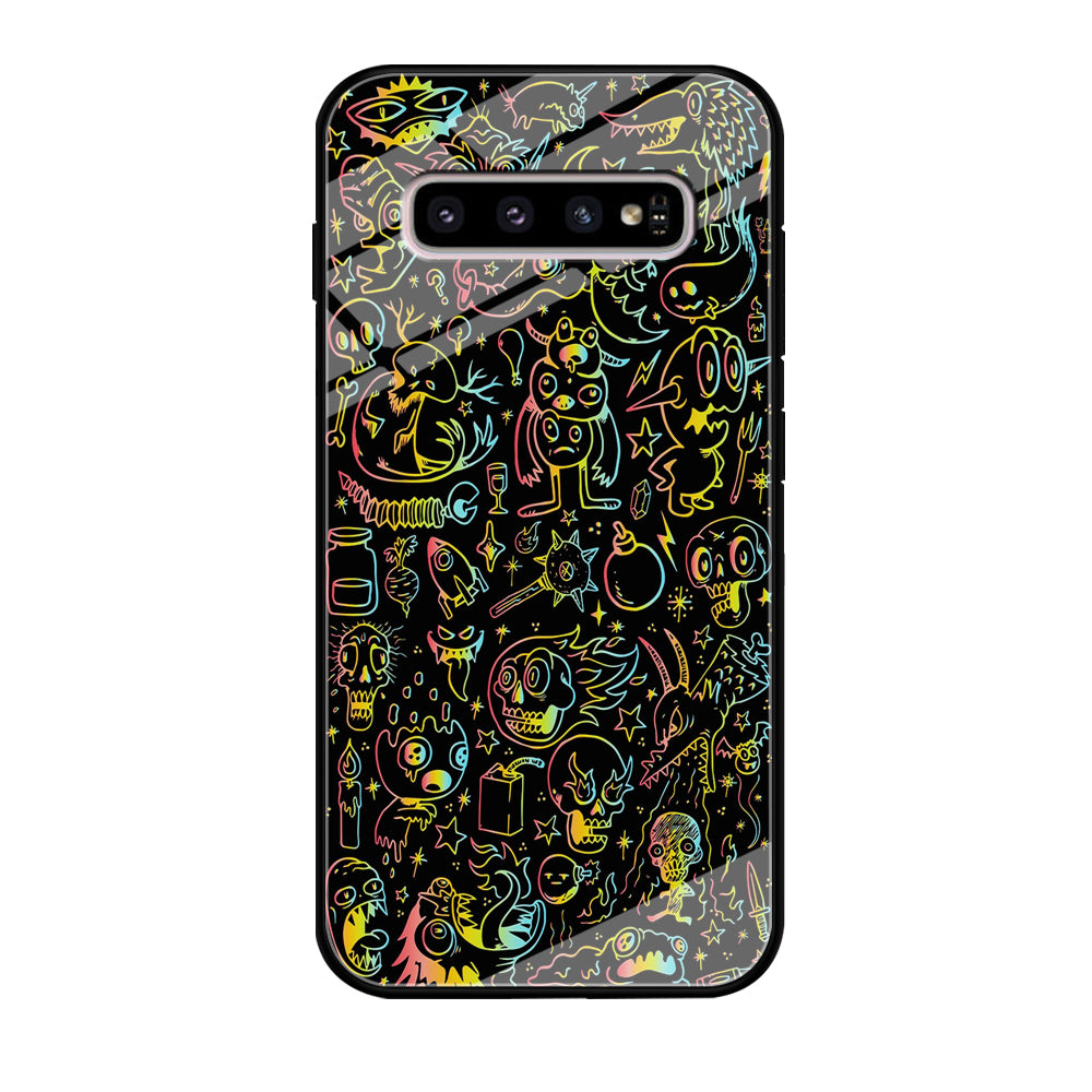 Doodle Monsters Black Samsung Galaxy S10 Case