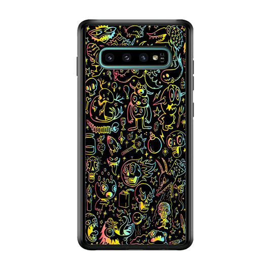 Doodle Monsters Black Samsung Galaxy S10 Plus Case