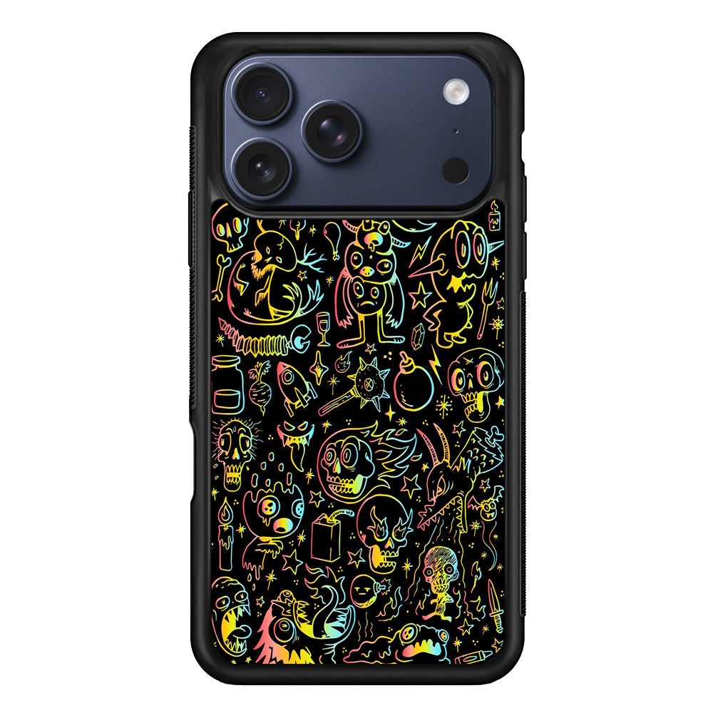 Doodle Monsters Black iPhone 17 Pro Max Case - Altracase