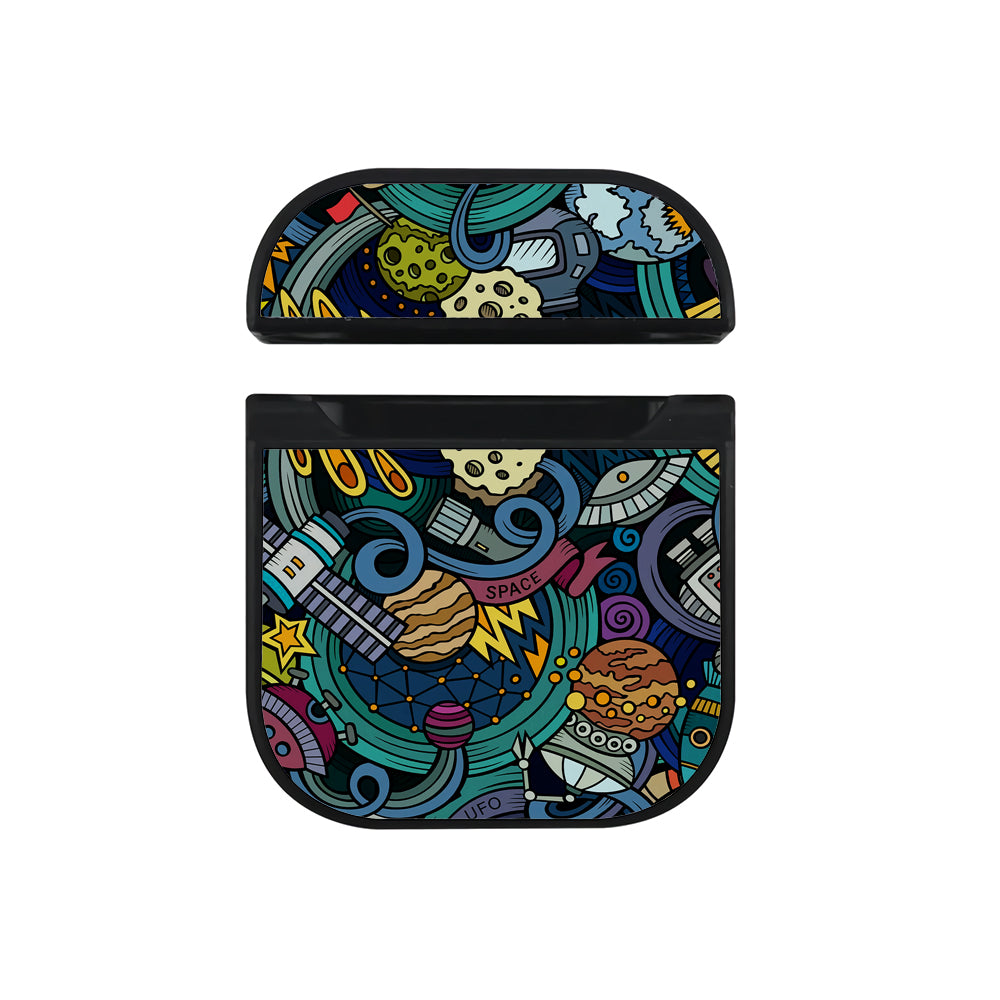 Doodle Space UFO Apple AirPods Case-AirPod Case-Black-Altracase