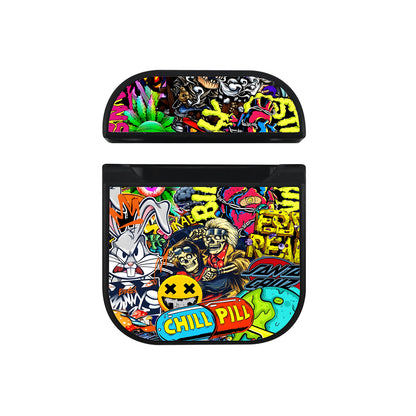 Doodle Street Chaos Collage Apple AirPods Case-AirPod Case-Black-Altracase