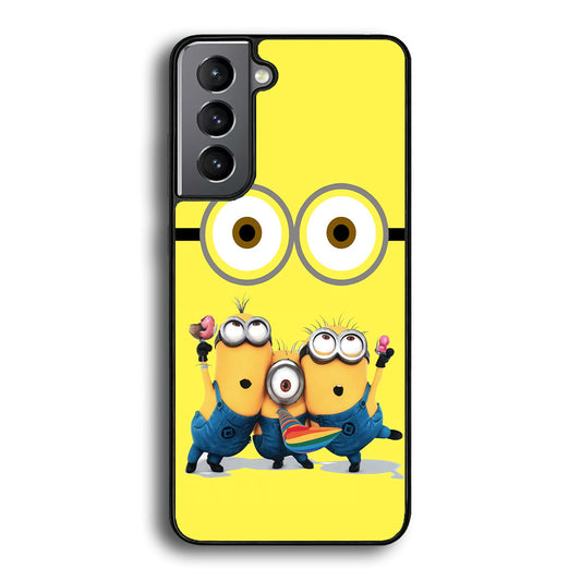 Eyes and Three Minions Samsung Galaxy A16 Case-Phone Case-Rubber Black (2D Case)-Altracase