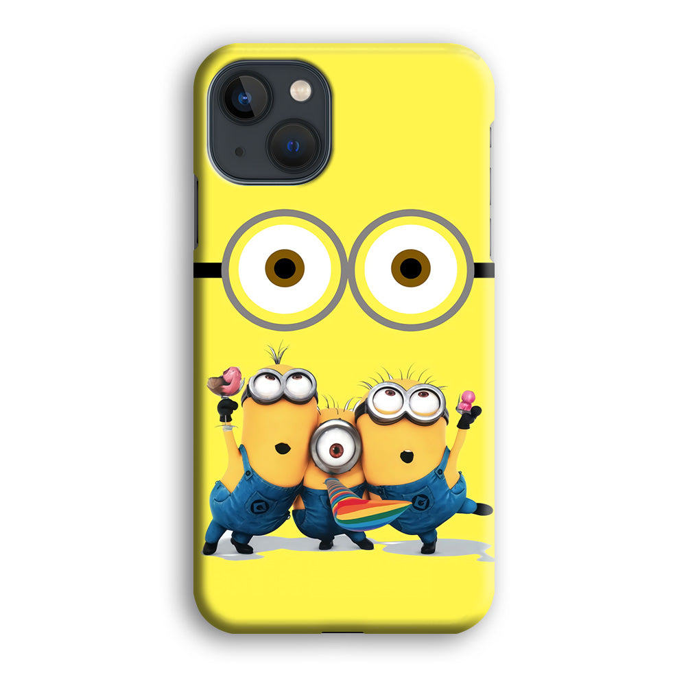 Eyes and Three Minions iPhone 14 Plus Case