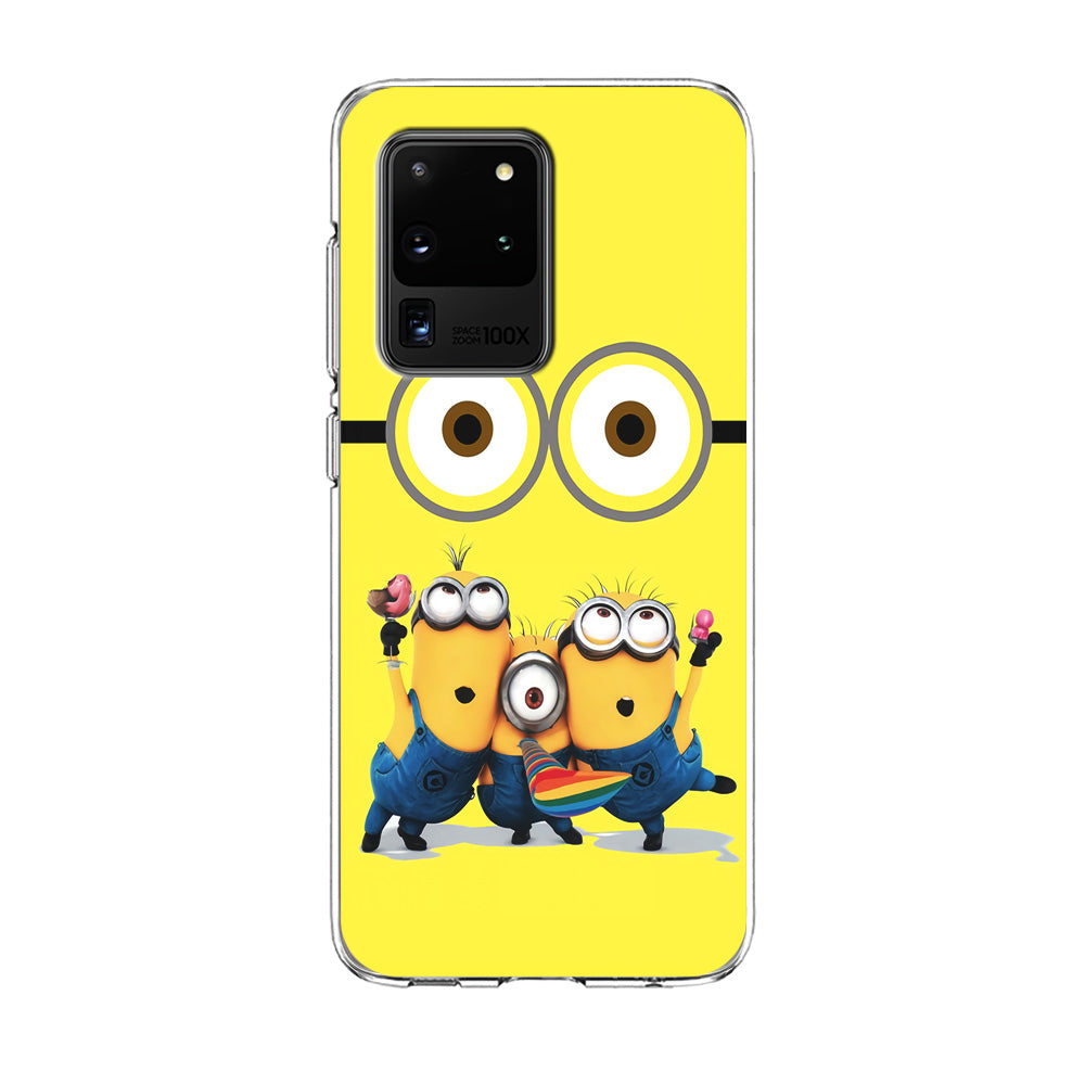 Eyes and Three Minions Samsung Galaxy S20 Ultra Case