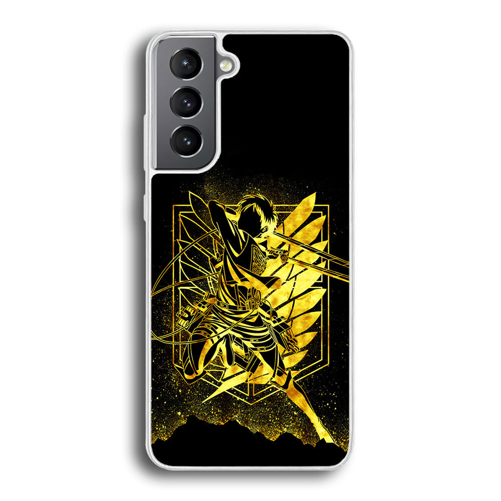 Golden Eren Attack On Titan Samsung Galaxy S22 Plus Case-Phone Case-Rubber White (2D Case)-Altracase