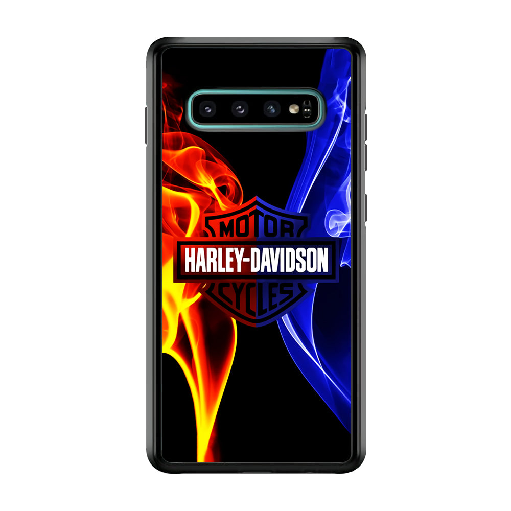 Harley Blue Red Fire Samsung Galaxy S10 Case