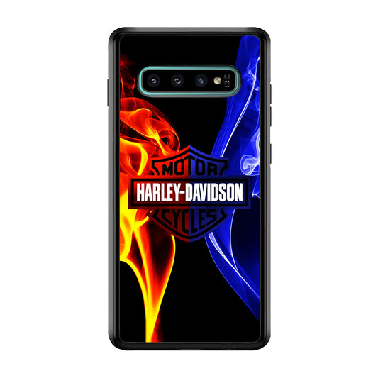 Harley Blue Red Fire Samsung Galaxy S10 Case