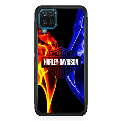 Harley Blue Red Fire Samsung Galaxy A12 Case-Phone Case-Rubber Black (2D Case)-Altracase