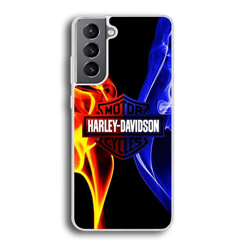 Harley Blue Red Fire Samsung Galaxy S21 Case