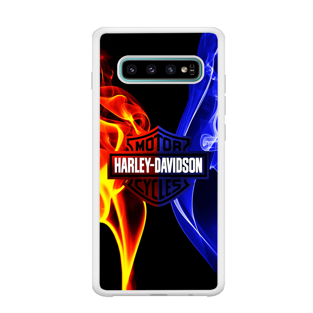 Harley Blue Red Fire Samsung Galaxy S10 Case