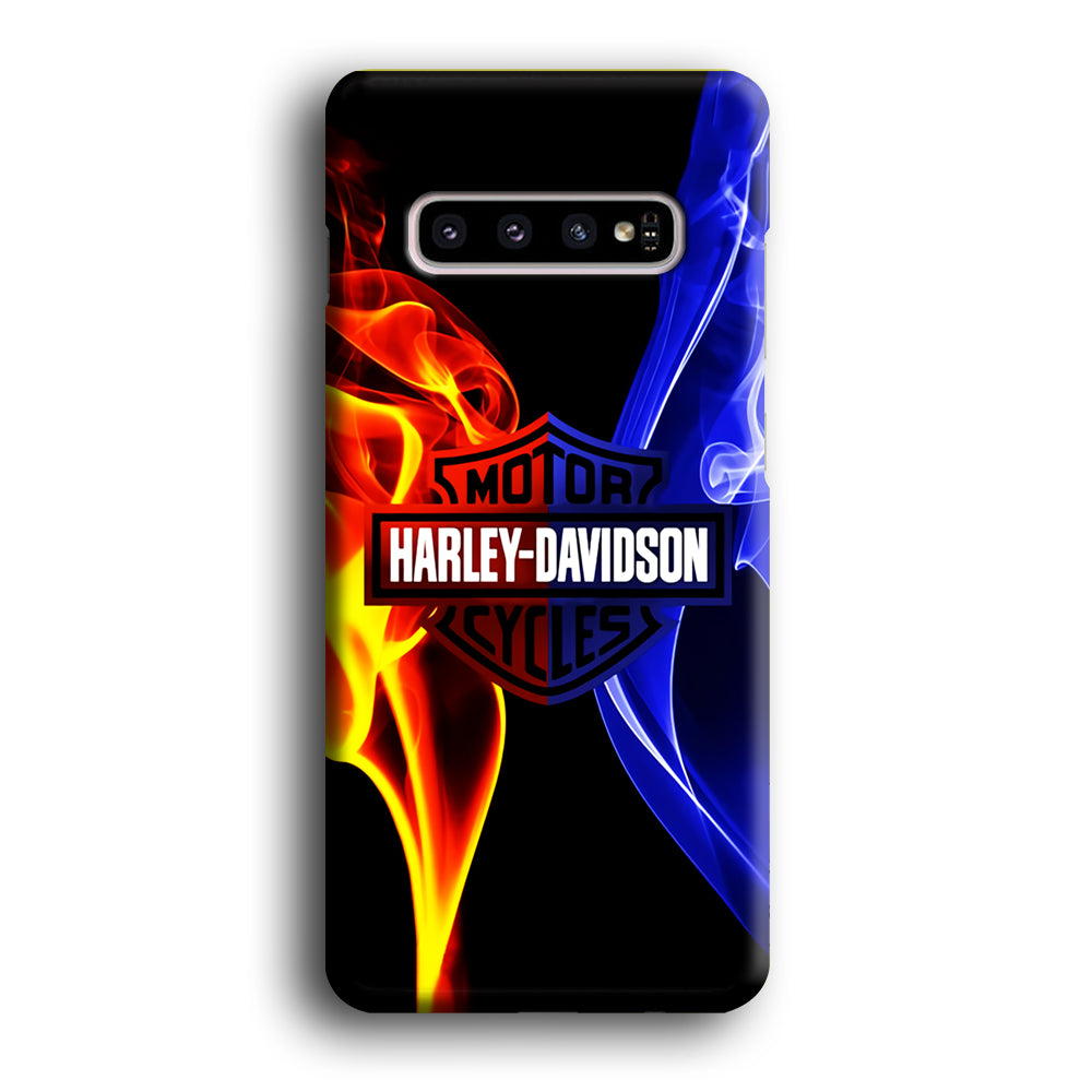 Harley Blue Red Fire Samsung Galaxy S10 Case