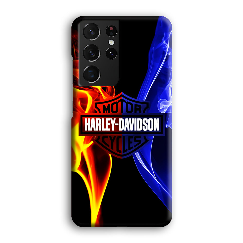 Harley Blue Red Fire Samsung Galaxy S21 Ultra Case