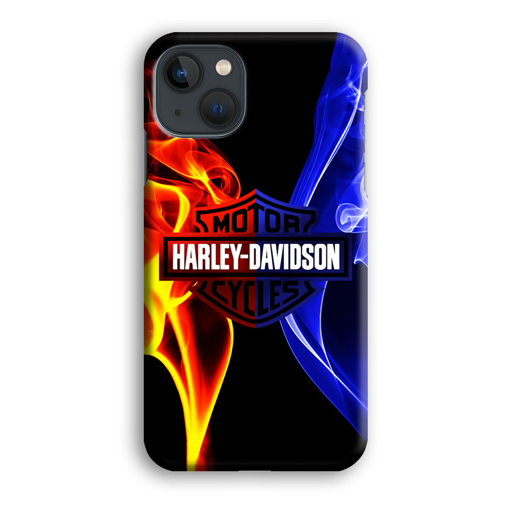 Harley Blue Red Fire iPhone 14 Plus Case