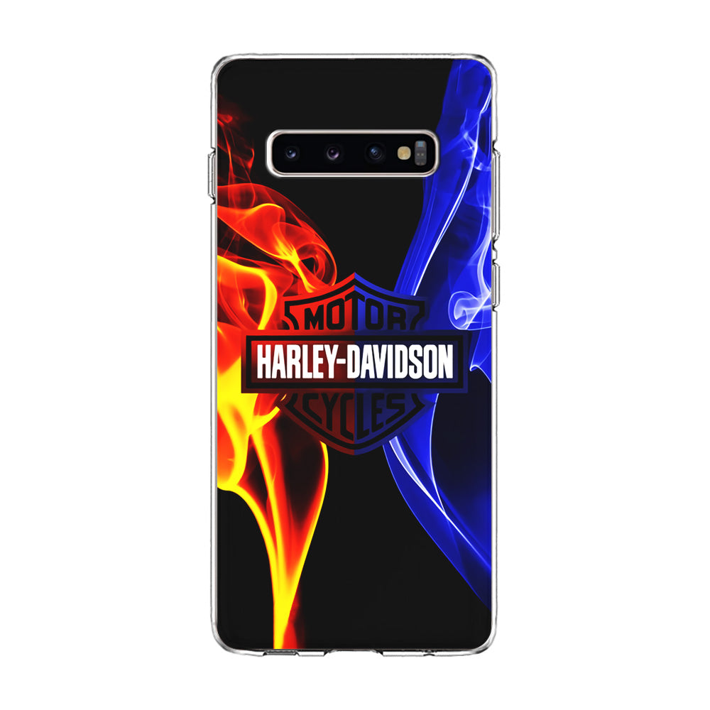 Harley Blue Red Fire Samsung Galaxy S10 Case