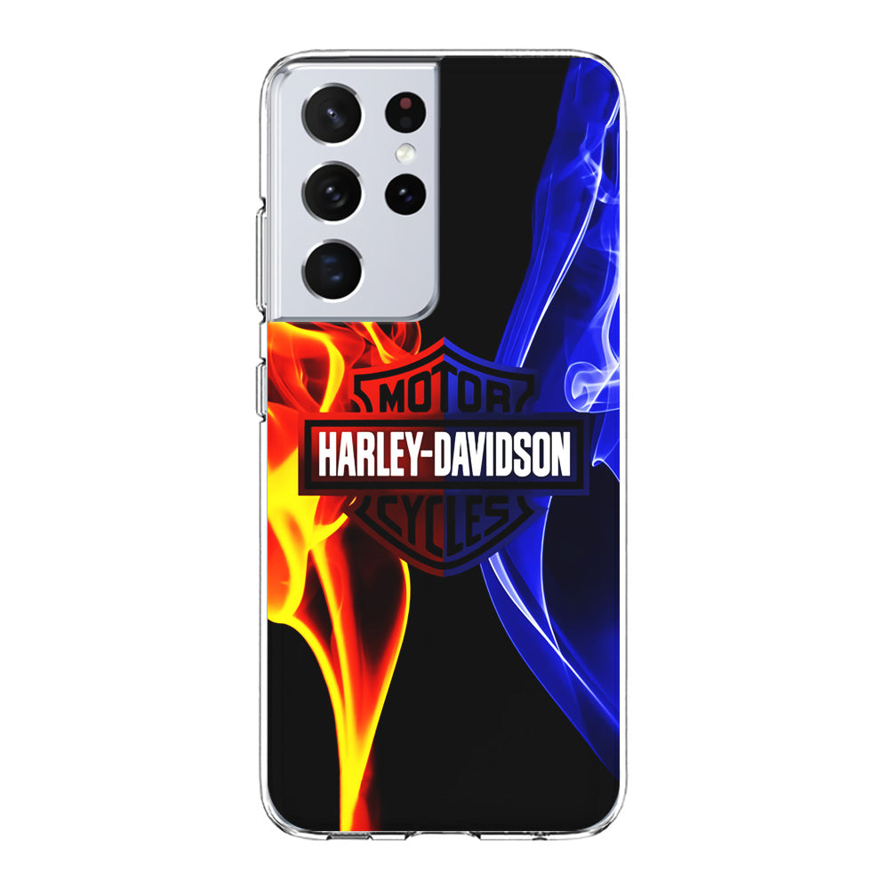 Harley Blue Red Fire Samsung Galaxy S21 Ultra Case