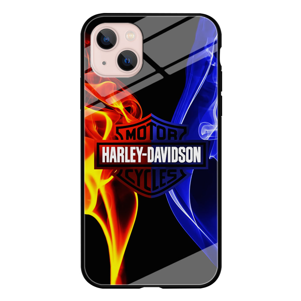 Harley Blue Red Fire iPhone 14 Plus Case