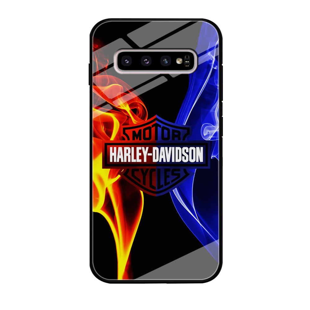 Harley Blue Red Fire Samsung Galaxy S10 Case