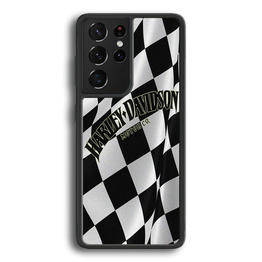 Harley Davidson Black White Flag Samsung Galaxy S21 Ultra Case