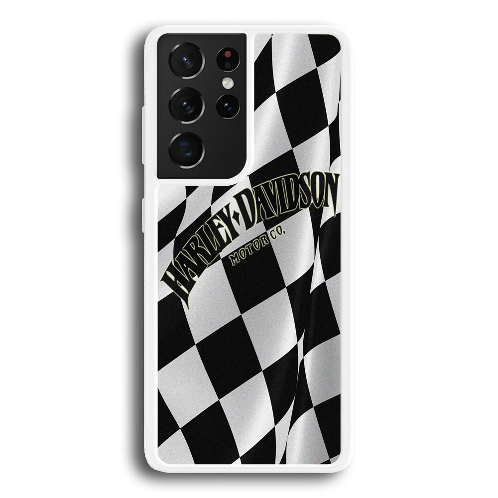 Harley Davidson Black White Flag Samsung Galaxy S21 Ultra Case