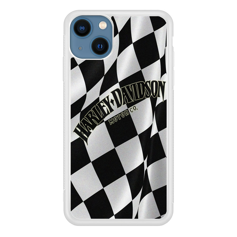 Harley Davidson Black White Flag iPhone 14 Plus Case