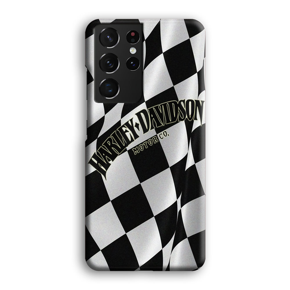 Harley Davidson Black White Flag Samsung Galaxy S21 Ultra Case