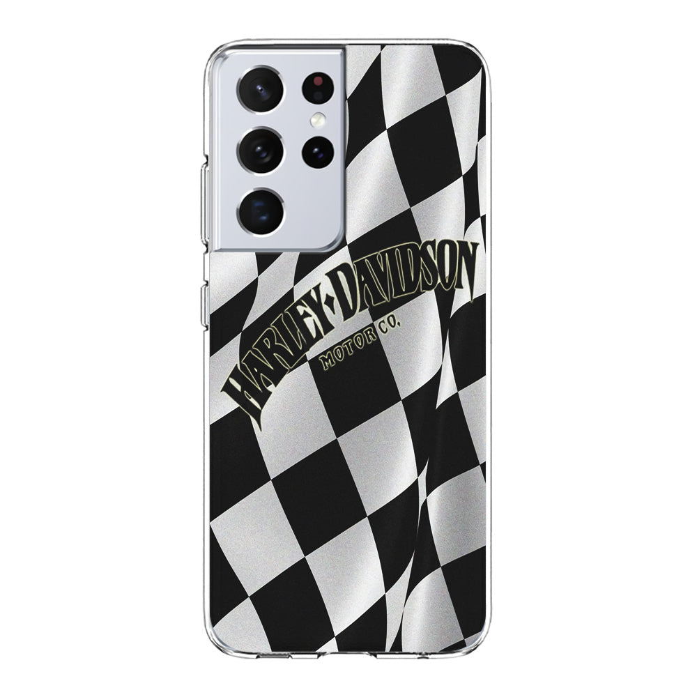 Harley Davidson Black White Flag Samsung Galaxy S21 Ultra Case