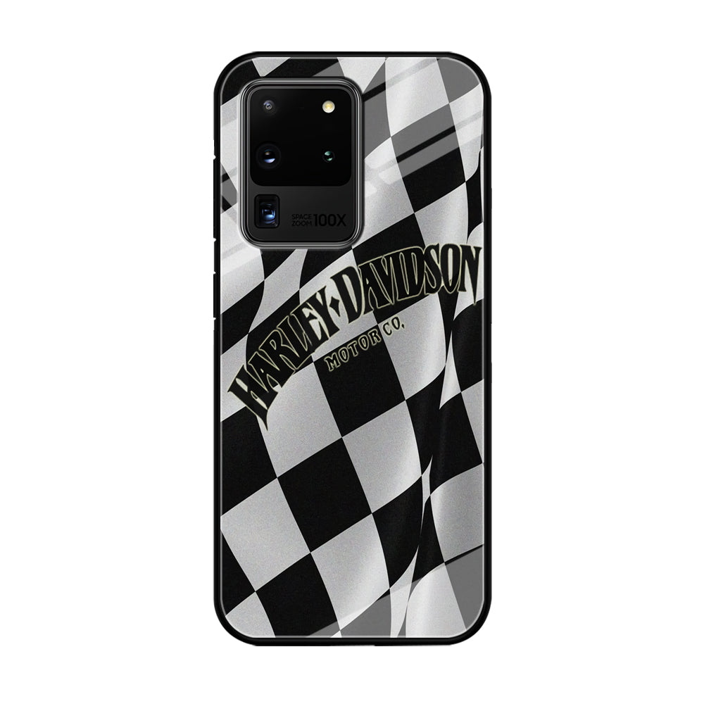 Harley Davidson Black White Flag Samsung Galaxy S21 Ultra Case