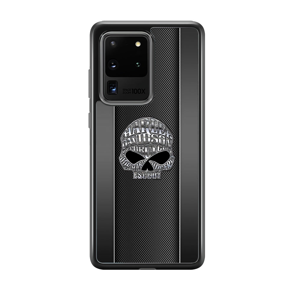 Harley Davidson Skull Design Samsung Galaxy S20 Ultra Case-Mobile Phone Case-Rubber Black (2D Case)-Altracase