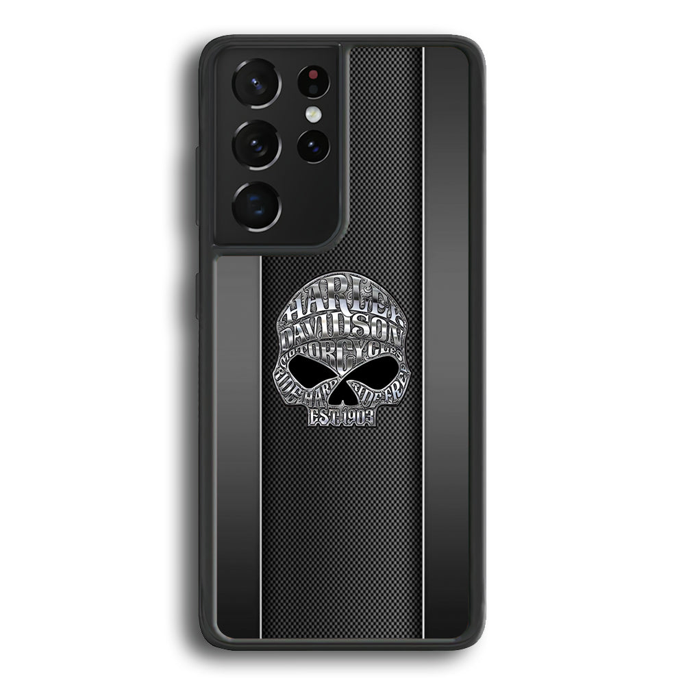 Harley Davidson Skull Design Samsung Galaxy S22 Ultra Case-Mobile Phone Case-Rubber Black (2D Case)-Altracase