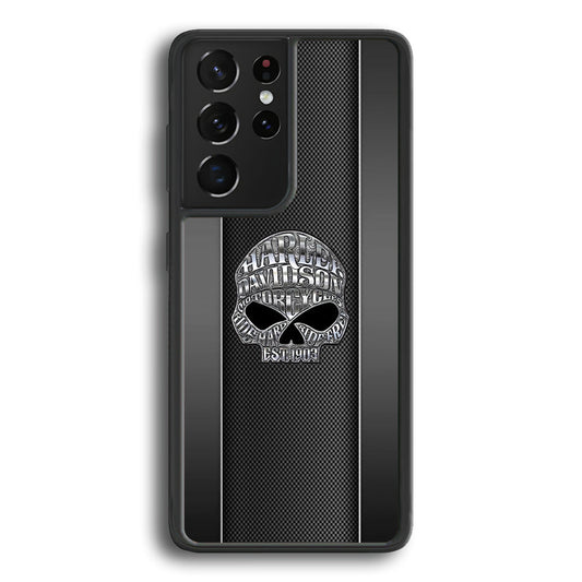 Harley Davidson Skull Design Samsung Galaxy S22 Ultra Case-Mobile Phone Case-Rubber Black (2D Case)-Altracase