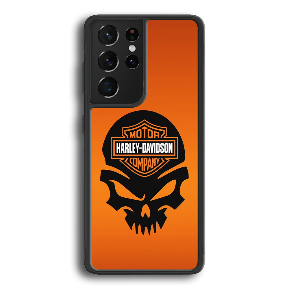 Harley Davidson Skull Logo Samsung Galaxy S23 Ultra Case-Mobile Phone Case-Rubber Black (2D Case)-Altracase