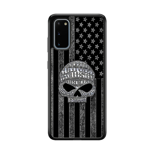 Harley Davidson US Flag Silver Samsung Galaxy S20 Case-Mobile Phone Case-Rubber Black (2D Case)-Altracase