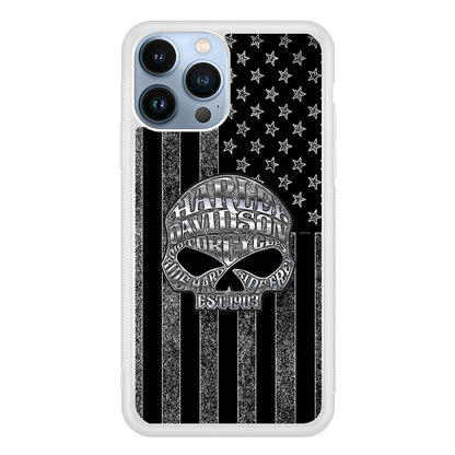 Harley Davidson US Flag Silver iPhone 15 Pro Case